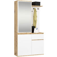 GARDEROBE Entro mit Spiegel, Eiche Artisan/Weiß, 95x183x35 cm - Eiche Artisan/Weiß, Holzwerkstoff (95/183/35cm) - Akord