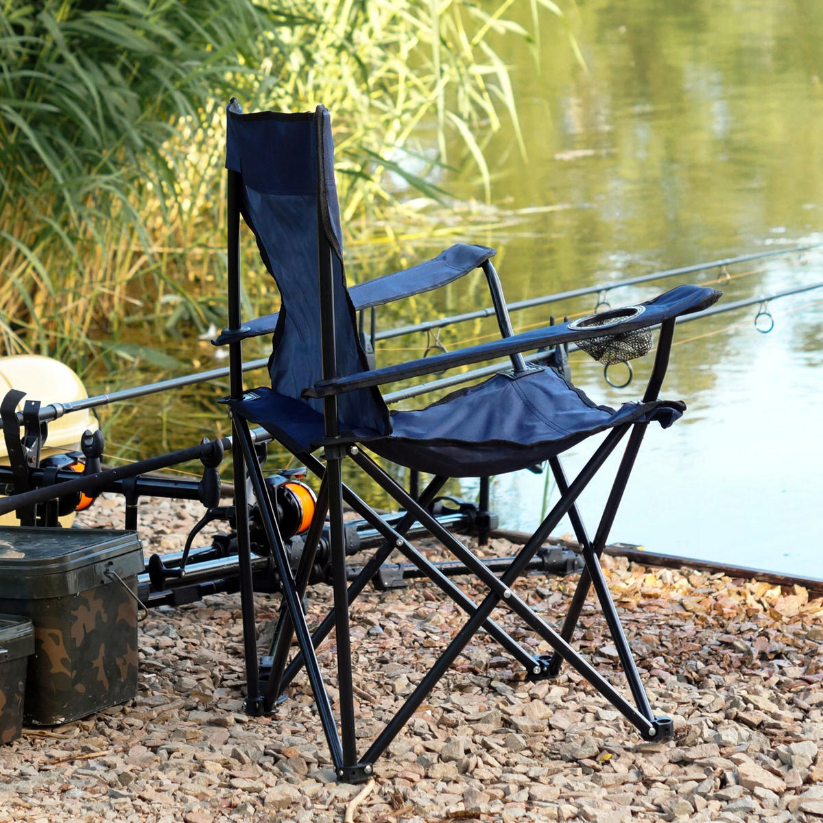 Klappstuhl 82 x 46 cm Blau - Blau, Metall (46/82cm) - KADAX