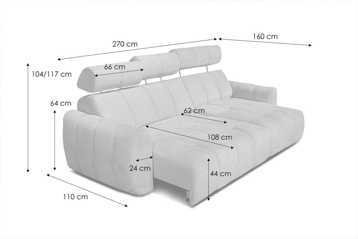 ECKSOFA KIMI 3-Sitzer, ausziehbarer Sitz, verstellbare Kopfstützen, senfgelb - Gelb/Schwarz, Holzwerkstoff/Textil (270/160cm) - Courtois Laville