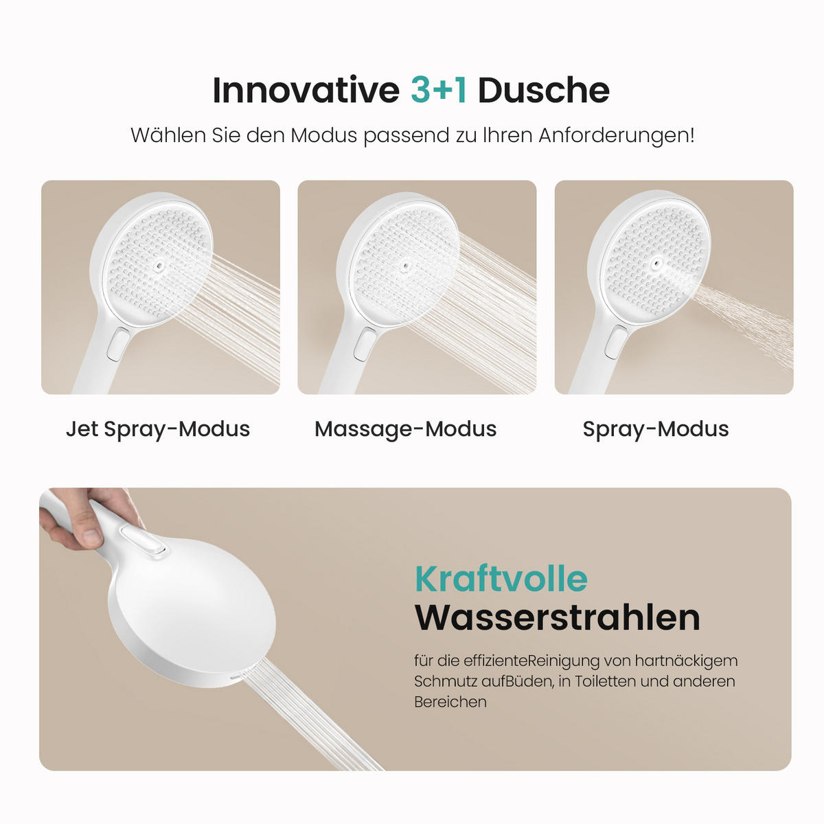 ÜBERKOPFBRAUSESET mit Brausethermostat Temperaturanzeige Weiß - Weiß, Metall (43.7/112.2/62.5cm) - EMKE