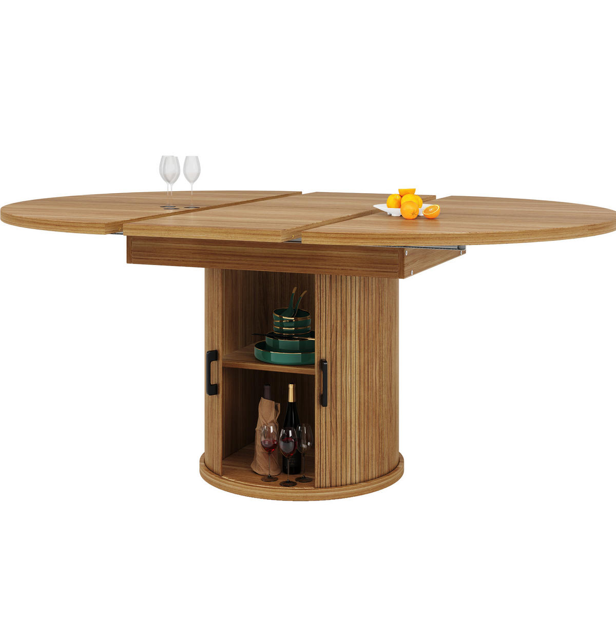 ESSTISCH aus MDF 118(158)x118x76,8 cm Walnussfarben ausziehbar mit Stauraum und verstellbaren Füßen - Braun, Holzwerkstoff (118/118/76.8cm) - Modfu