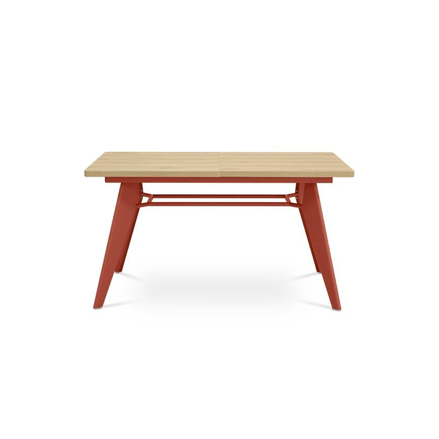 ESSTISCH ausziehbar 140/180cm Metallbeine Terracotta und Tischplatte Eiche-Optik Meloe - Eichefarben/Terracotta, Holzwerkstoff/Metall (90/140/76cm) - Sicaan