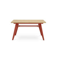 ESSTISCH ausziehbar 140/180cm Metallbeine Terracotta und Tischplatte Eiche-Optik Meloe - Eichefarben/Terracotta, Holzwerkstoff/Metall (90/140/76cm) - Sicaan