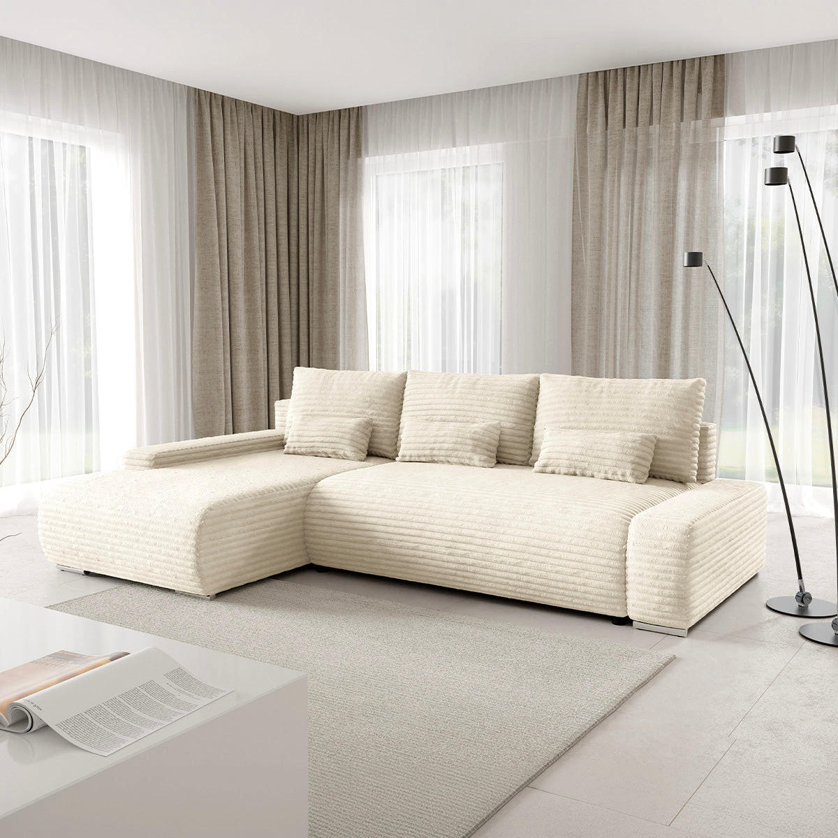 ECKSOFA Ivana 3 Sitzplätze Weiß - Weiß, Holz (265/172cm) - Petits-meubles
