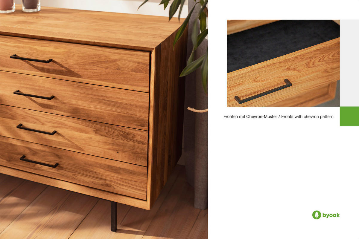 KOMMODE LEON Wildeiche - Wildeiche, Holz (97/80/45cm) - byoak