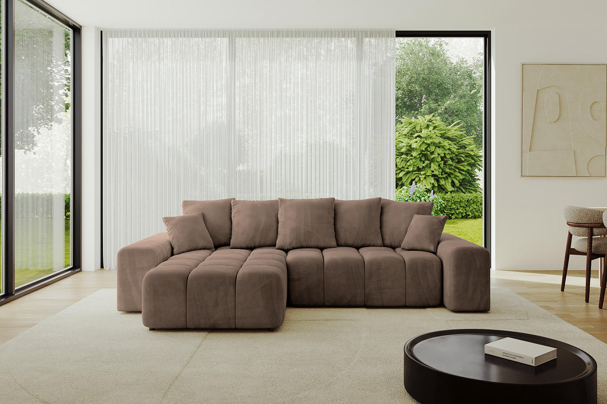ECKSOFA Ottomane links/rechts ENIL-L 290x175x84 Braun Velours - Braun, Holzwerkstoff/Kunststoff (290/175cm) - ALTDECOR