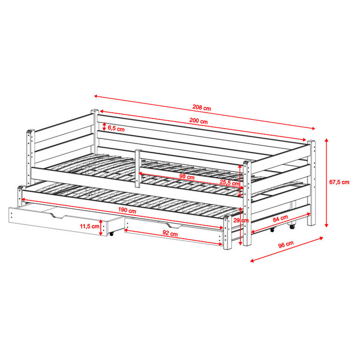 KREVET 90/200 Abi Bijeli - bijela, drvni materijal (90/200cm) - Petits-meubles