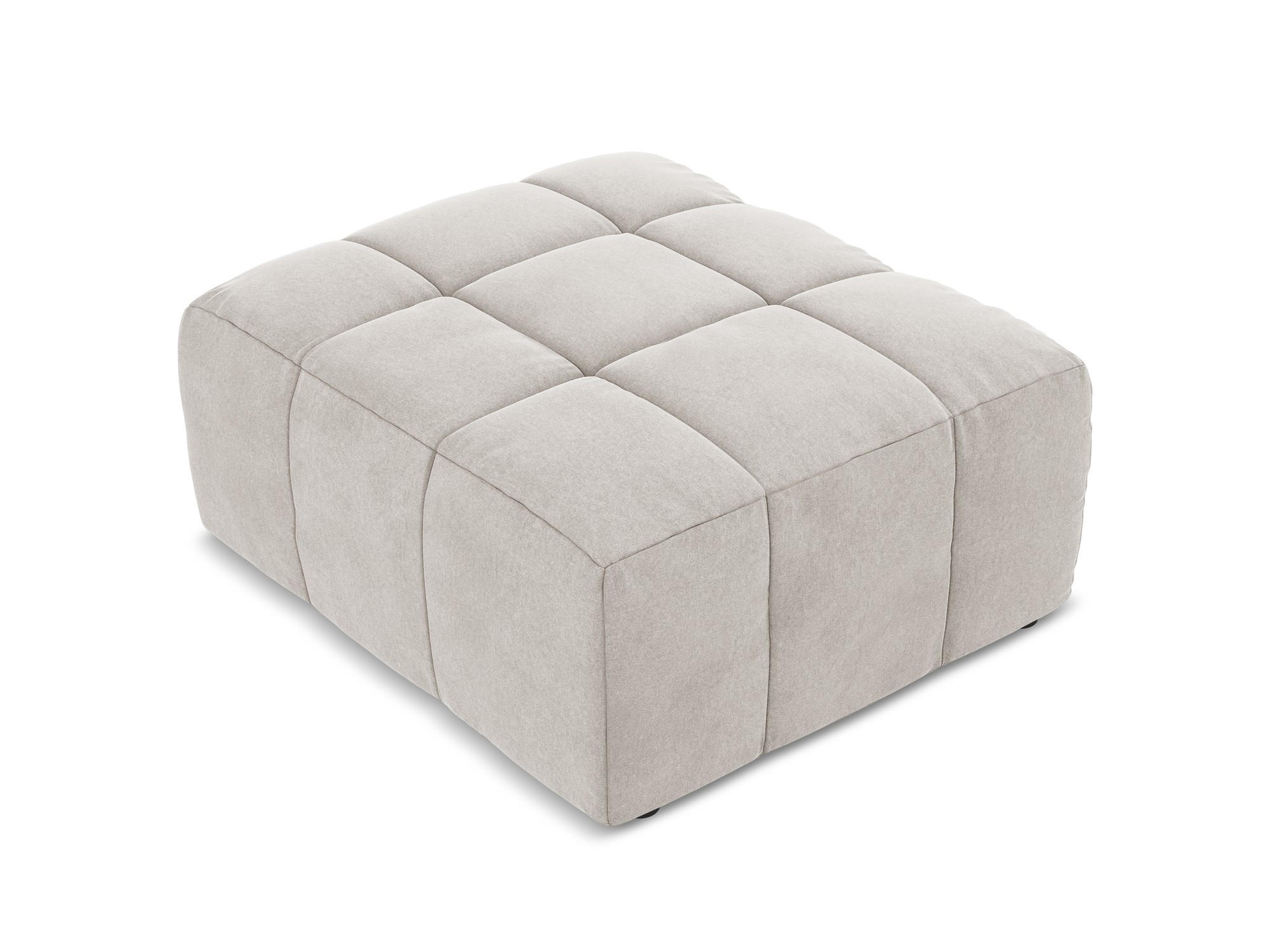 POUF Samt Stoff Beige - Creme/Schwarz, Holzwerkstoff/Kunststoff (75/41/90cm) - Makamii