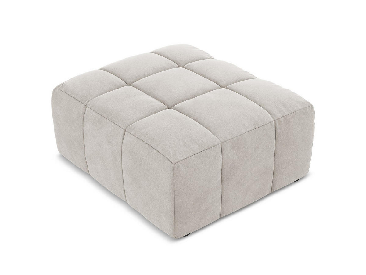 POUF Samt Stoff Beige - Creme/Schwarz, Holzwerkstoff/Kunststoff (75/41/90cm) - Makamii