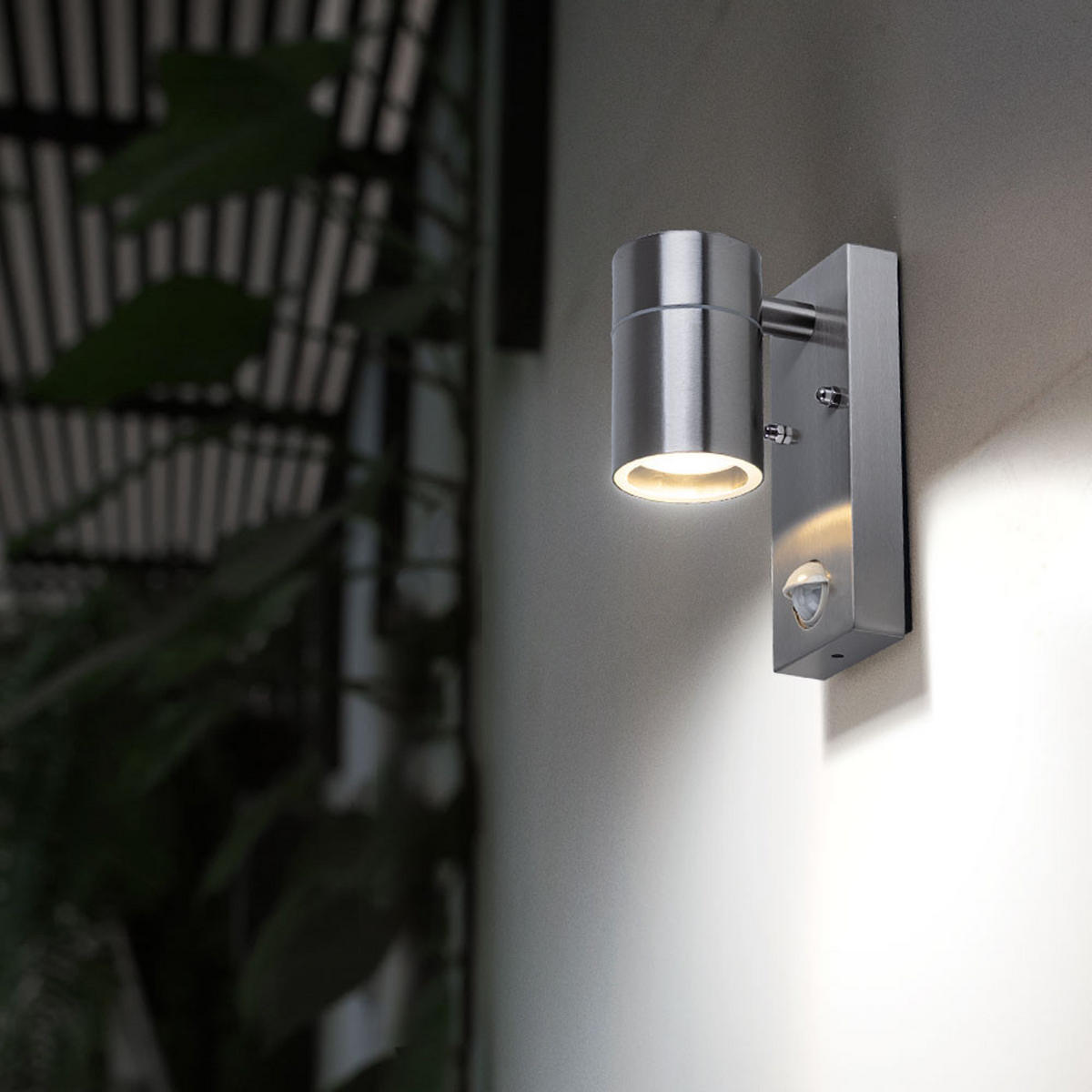 LED AUSSEN-WANDLAMPE Edelstahl Silber Bewegungsmelder - Silberfarben, Metall (6.7/16.3/11cm)