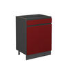 KÜCHENUNTERSCHRANK R-Line Rot 60 cm J-Shape, mit Schublade, ohne AP - Anthrazit/Rot, Holzwerkstoff (60/81.6/46cm) - Vicco