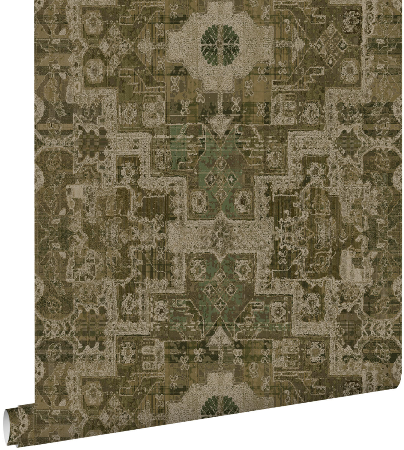 TAPETE orientalisches Kelim-Patchwork 50 x 900 cm - Grün, Papier (50/900cm) - ESTAhome