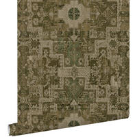 TAPETE orientalisches Kelim-Patchwork 50 x 900 cm - Grün, Papier (50/900cm) - ESTAhome
