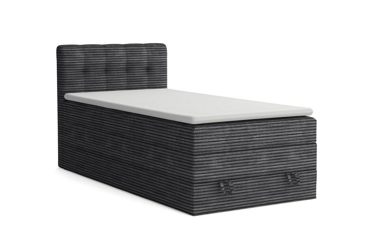 BOXSPRINGBETT JUNG 2 100/200 Cord Anthrazit mit Matratzen H3 + H4 - Anthrazit, Holz/Holzwerkstoff (100/200cm) - Deine Möbel 24
