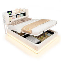POLSTERBETT 140/200 mit Stauraum, LED-Beleuchtung und USB-Anschlüssen in Beige - Beige, Holzwerkstoff/Textil (140/200cm) - EVRYAE