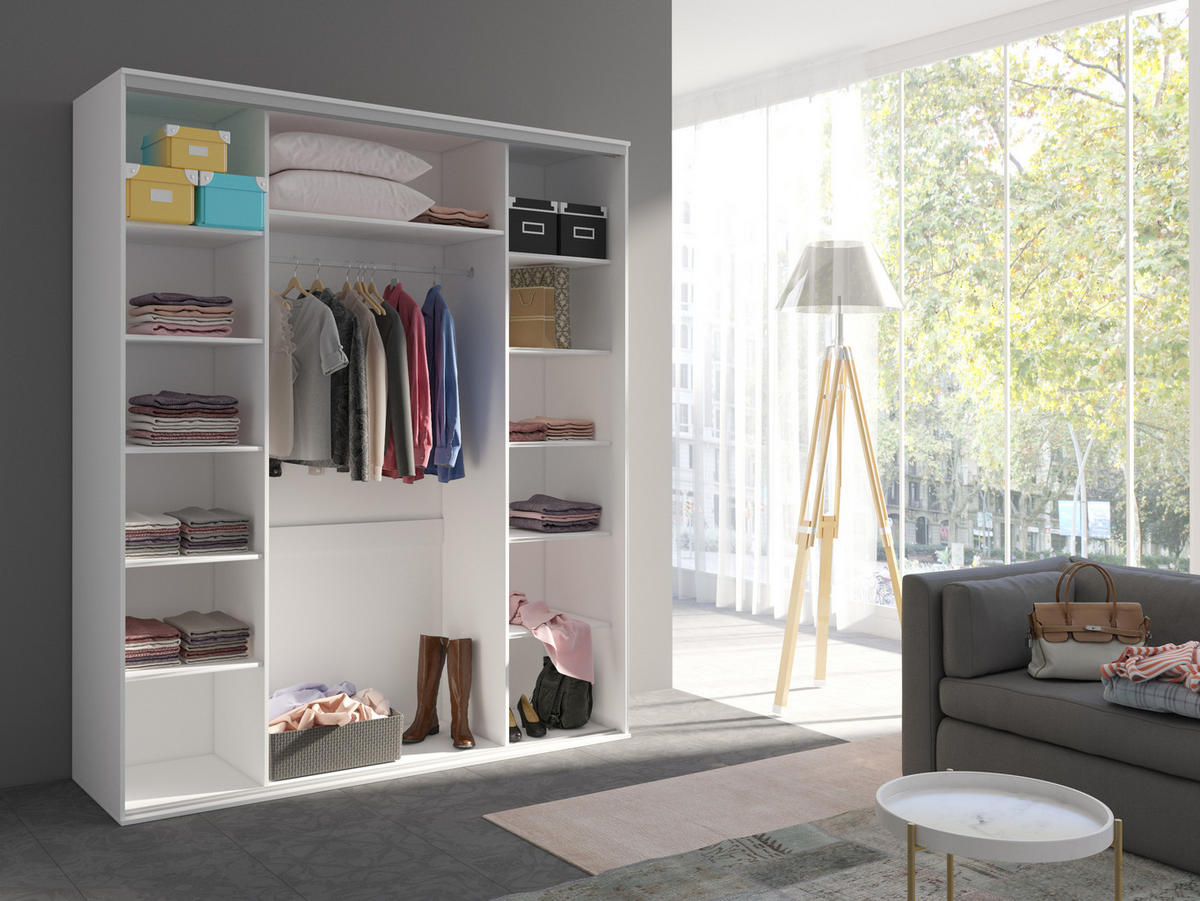 SCHIEBETÜRENSCHRANK - Kleiderschrank BORA 204 mit Spiegel - Sonom Eiche - Sonoma Eiche, Holzwerkstoff (204/244/62cm) - Möblo