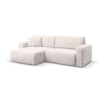 ECKSOFA Roma, Eckcouch in L-Form mit Schlaffunktion und Bettkasten, Farbe: Beige, Cordstoff, Ottomane Universal - Beige, Textil (244/142cm) - VENASI MÖBEL