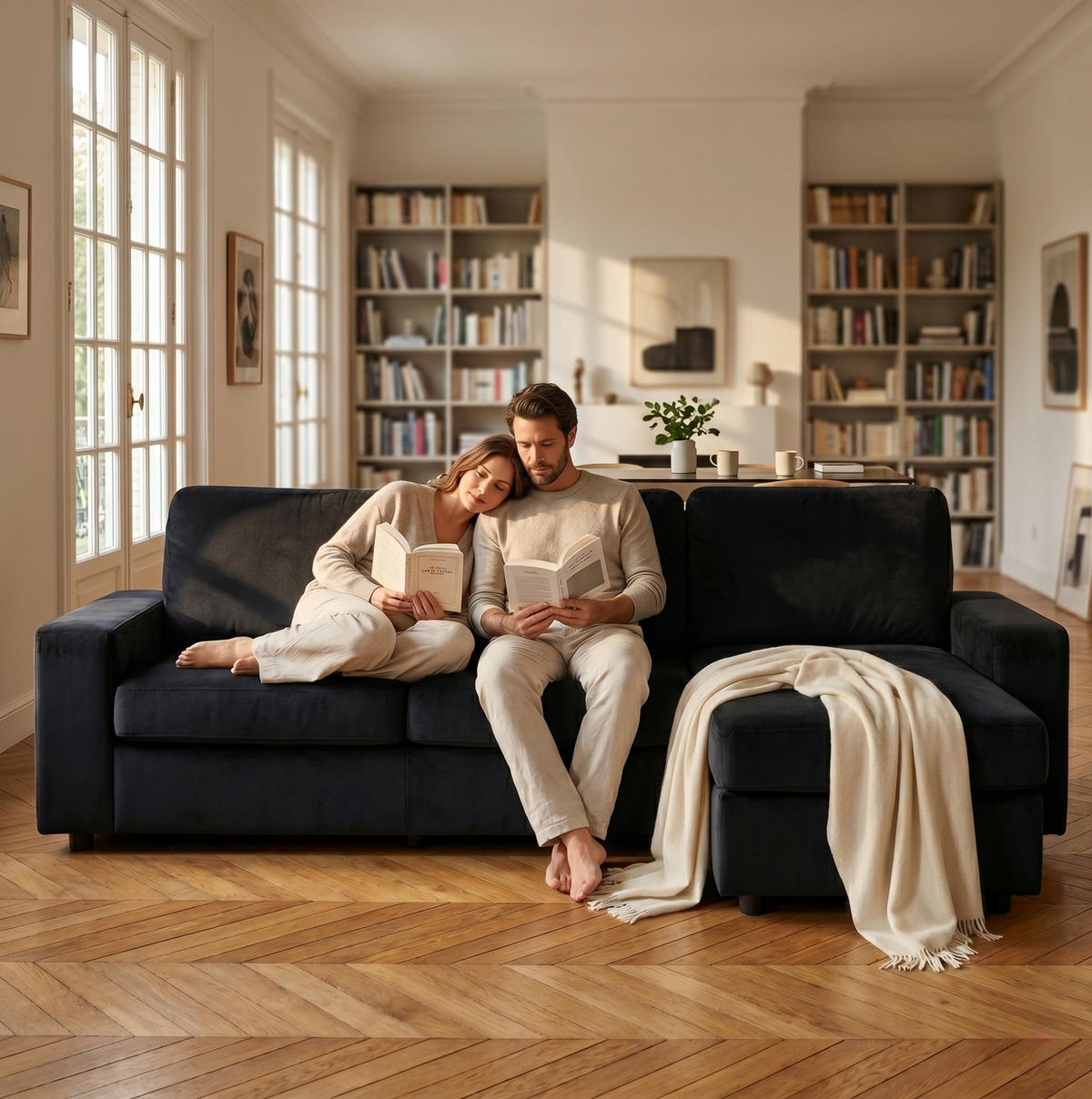 ECKSOFA 245,5/150,5/86,5 cm schwarz aus Polyester mit Stauraum - Schwarz, Kunststoff (245.5/150.5cm) - OKWISH