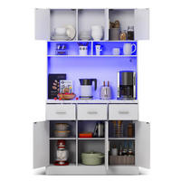 KÜCHENSCHRANK aus MDF und PB 100x40x180 cm Weiß mit LED-Beleuchtung, Steckdosenleiste und USB-Anschlüssen - Weiß, Holzwerkstoff (100/180/40cm) - IVMEU
