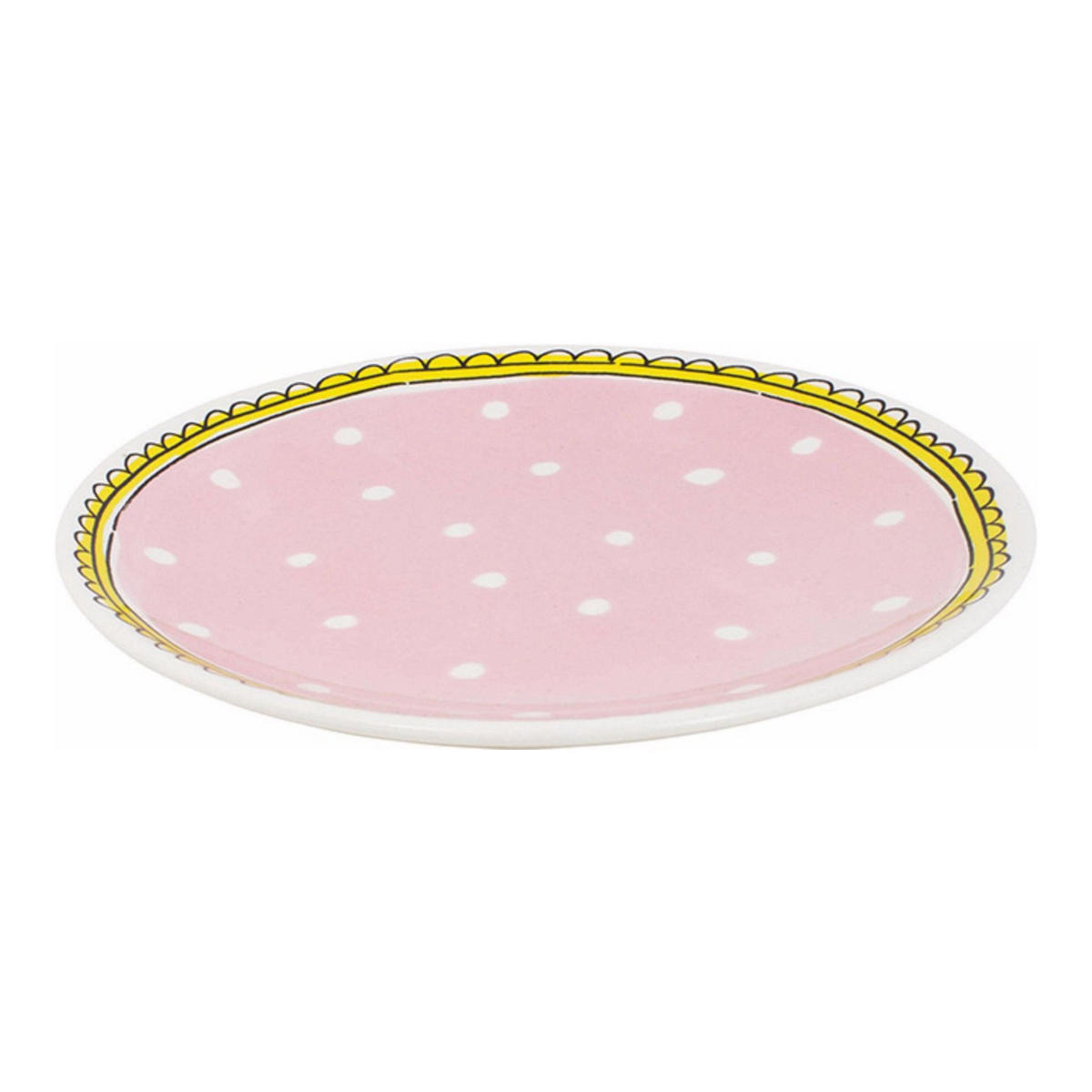 TELLER Punkt in Rosa - 18cm - Multicolor, Keramik (18/18/2cm) - Blond Amsterdam