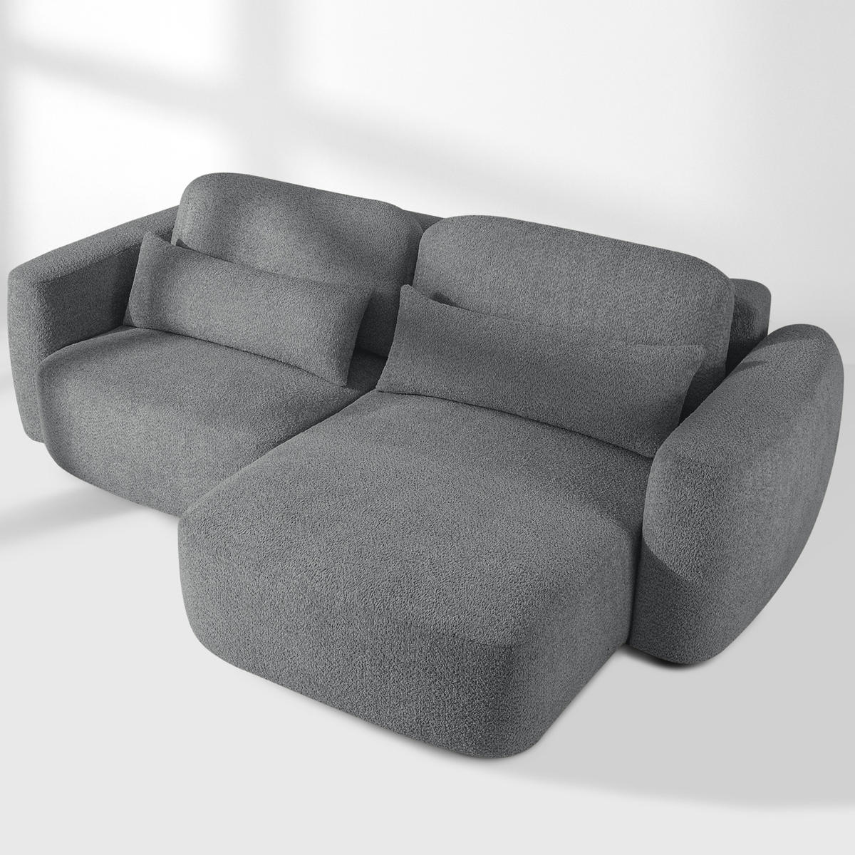ECKSOFA rechts ELOSA - Dunkelgrau, Holz/Textil (245/165cm) - KONSIMO®