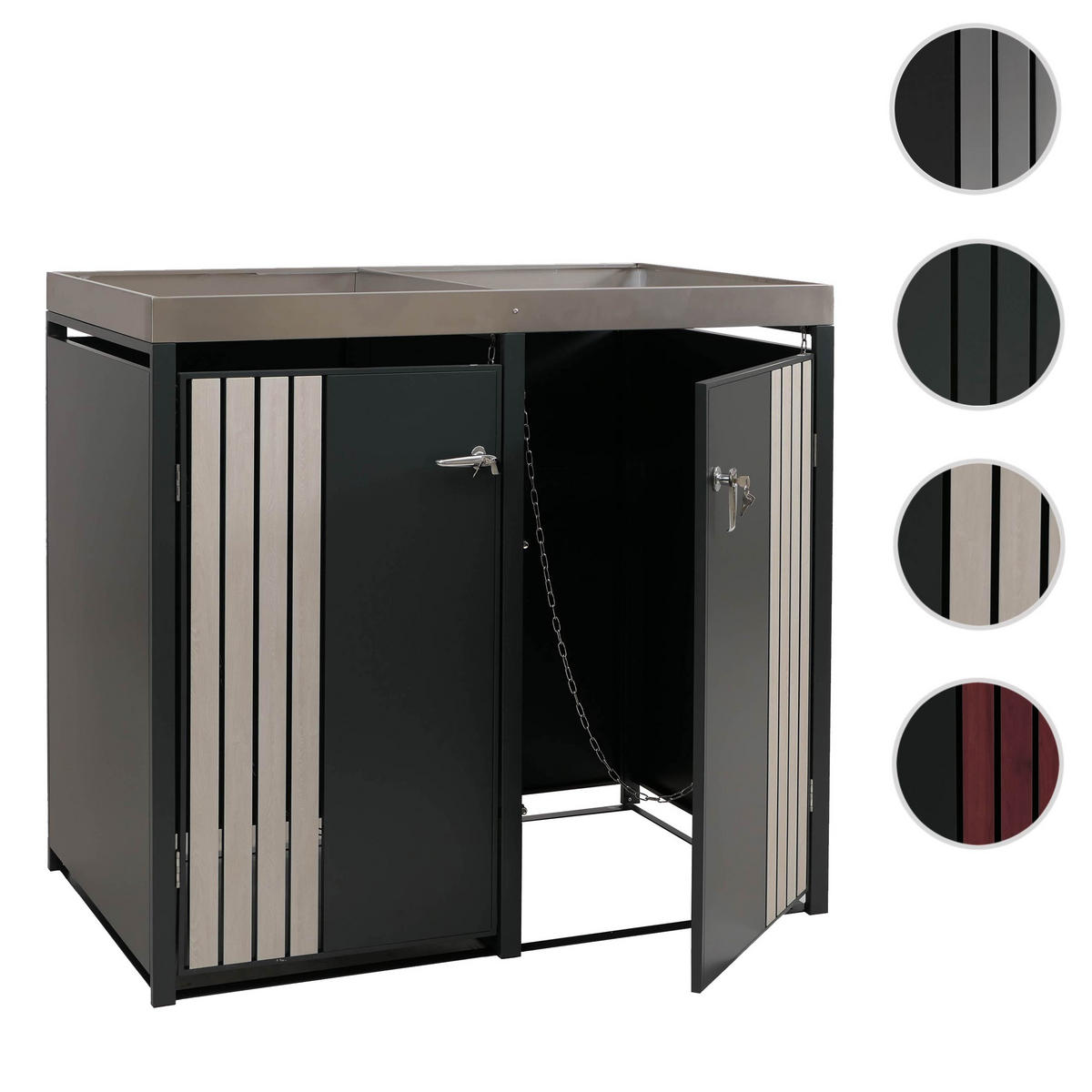 2ER-MÜLLTONNENVERKLEIDUNG Anthrazit, Hellbraun - Hellbraun/Anthrazit, Metall (132/125/84cm) - MCW