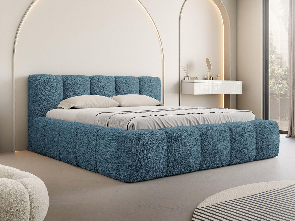 POLSTERBETT Kevson Boucle - Blau, Holzwerkstoff/Textil (180/200cm) - MIRJAN24