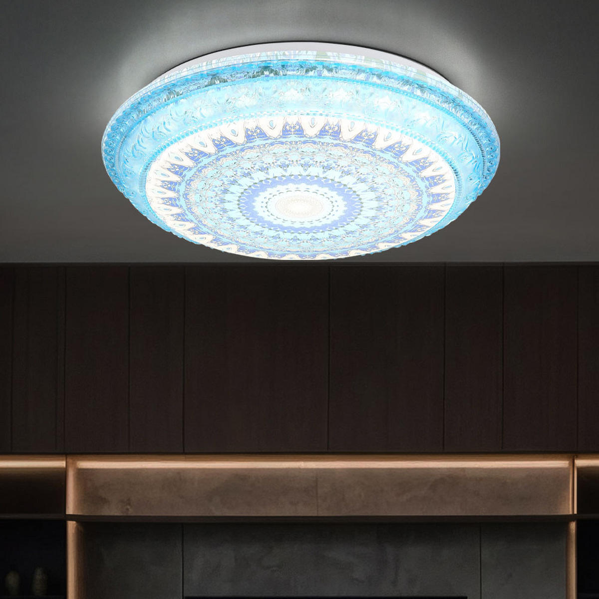 LED DECKENLEUCHTE Lazaro Blau Weiß - Blau, Metall (39/39/8.5cm) - Globo Lighting