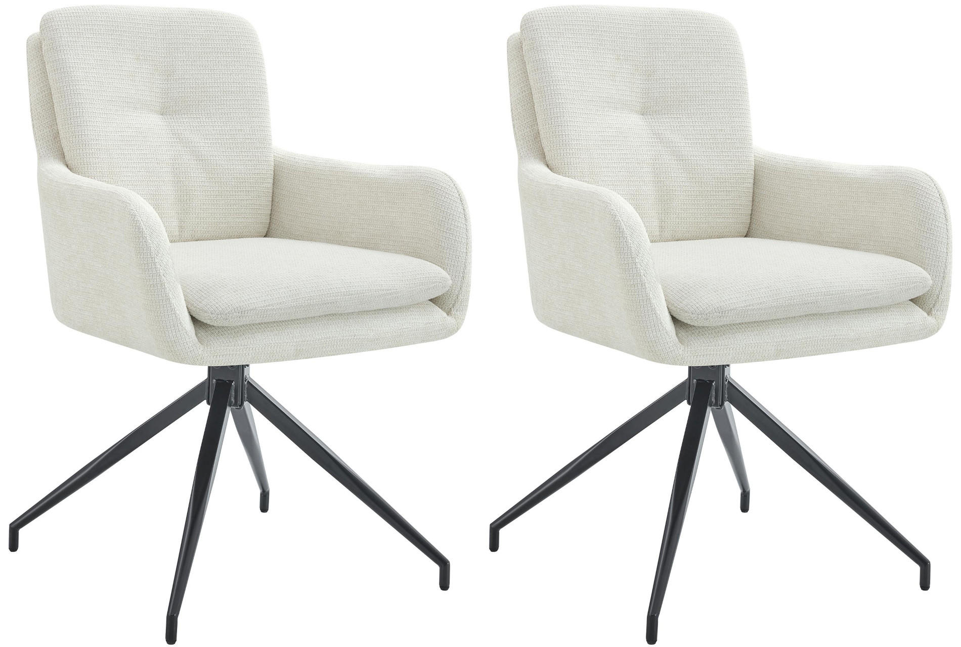 ESSZIMMERSTUHL 2er Set Halberg Stoff creme - Schwarz/Naturfarben, Textil/Metall (58/85/63cm) - TPFLiving