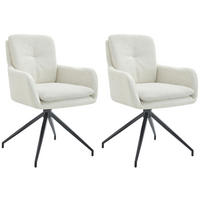 ESSZIMMERSTUHL 2er Set Halberg Stoff creme - Schwarz/Naturfarben, Textil/Metall (58/85/63cm) - TPFLiving