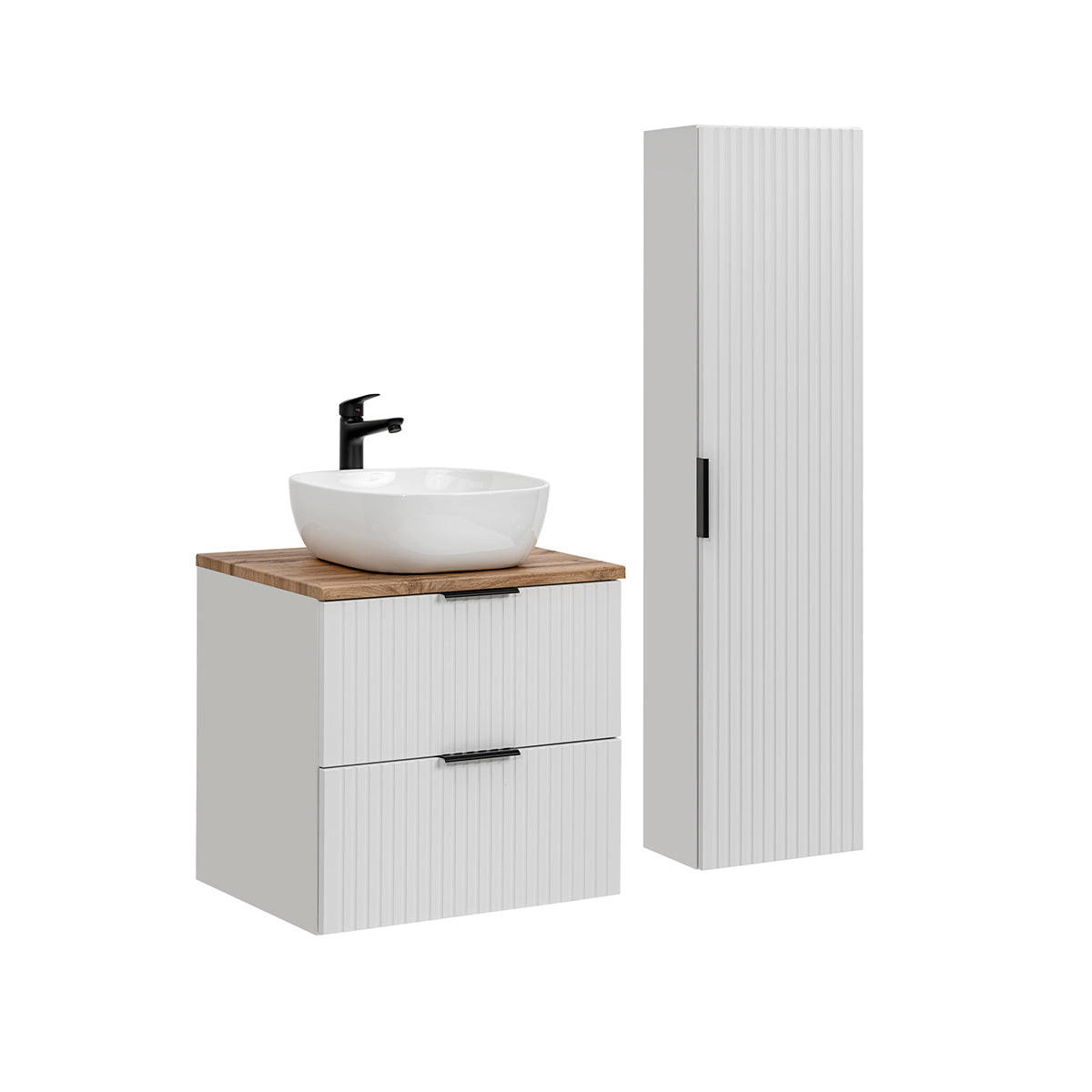 BADMÖBEL 60.6cm Adriel 2er-Set Weiß - Weiß, Holzwerkstoff (60.6/59/46cm) - Petits-meubles