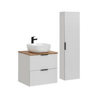 KÚPEĽŇOVÝ NÁBYTOK 60.6cm Adriel 2-dielna súprava Biela - biela, kompozitné drevo (60.6/59/46cm) - Petits-meubles