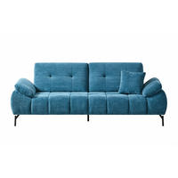 BIG Sofa Tiko Cord 245cm - Türkis/Schwarz, Holz/Metall (245/97/100cm) - Möbeldreams