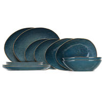 GESCHIRRSET12-TEILIG GESCHIRRSETAicha Blue - 12-teilig / 4 Personen - 6 Speiseteller, 6 FRÜHSTÜCKTELLER und 6 SUPPENTELLER - Blau, Keramik (2/2/1cm) - Cosy & Trendy