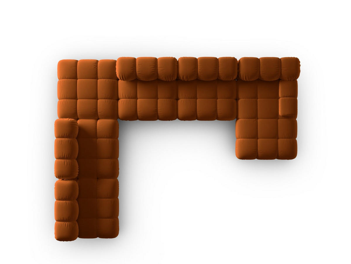 MODULARES-PANORAMASOFA links Bellis aus Samt terrakotta 7 Sitzplätze - Terra cotta, Textil (282/63/379cm) - Micadoni