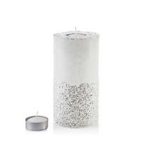 TEELICHTHALTER mit Teelight Basic Weiß 12/12/24 cm Naturmaterial - Weiß, Naturmaterialien (24cm) - Mondex