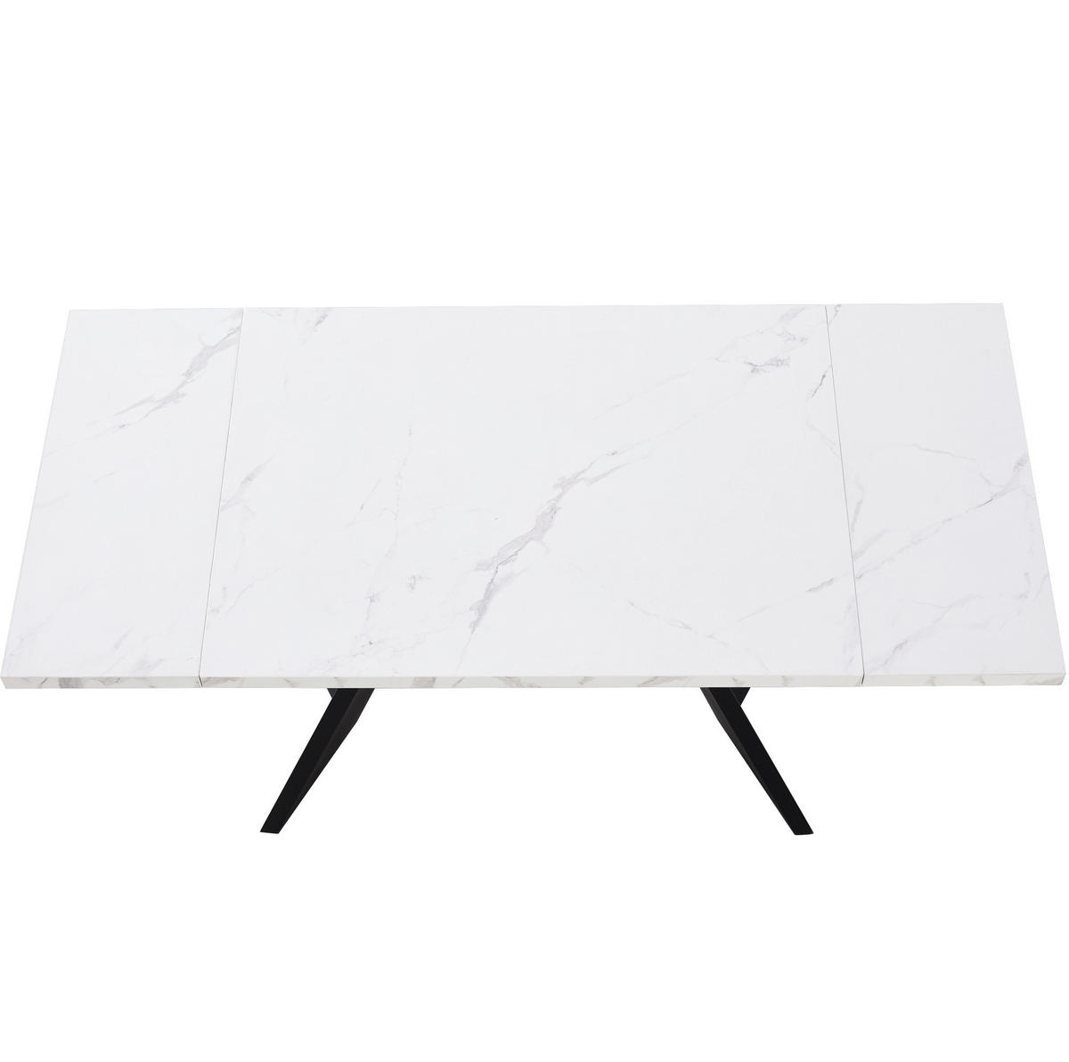 JÍDELNÍ stůl 99-159/74/77 cm bílý/černý z MDF a kovu rozkládací - bílá, kompozitní dřevo (159/74/77cm) - OKWISH