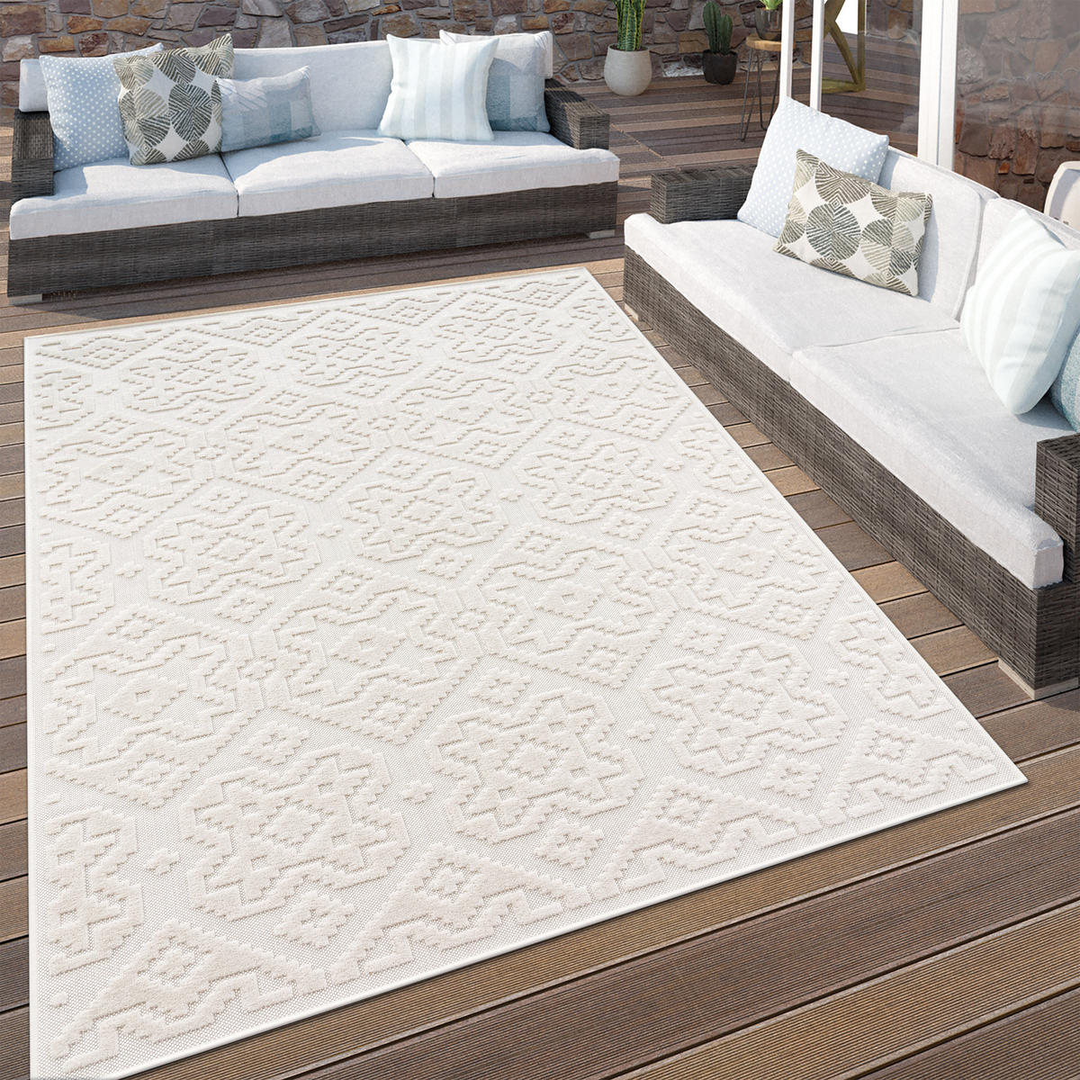 OUTDOORTEPPICH 60/100 cm Stilo 865 - Creme, Textil (60/100cm) - Paco Home