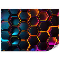 FOTOTAPETE für Jugendzimmer Schwarz Neon Hexagone 400x280 - Gelb/Schwarz, Papier (400/280cm) - Muralo