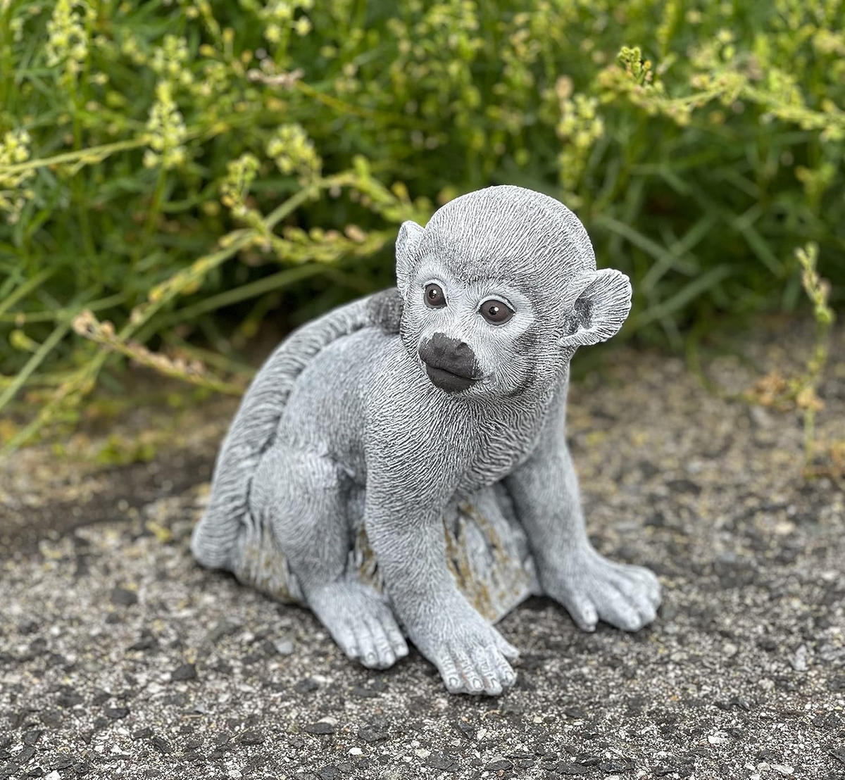 STEINFIGUR Totenkopfäffchen Affe frostfest Steinguss - Grau, Stein (16/16/12cm) - stoneandstyle