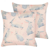DEKOKISSEN 2er-Set Rosa 45/45 cm Ratibida - Pink, Naturmaterialen/Textil (45/45cm) - Beliani