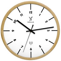 WANDUHR Holz Designer MARBURG (FUNK) Loft Wand Uhr, beige, weiß - Beige/Schwarz, Holz/Metall (32/32/2cm) - Holzwerk
