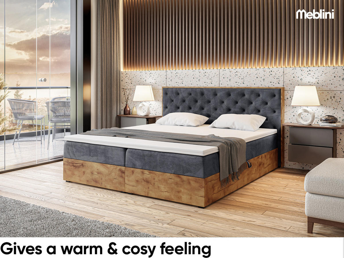 BOXBETT Lofty 3 - Dunkelgrau/Schwarz, Holzwerkstoff/Textil (140/200cm) - Meblini