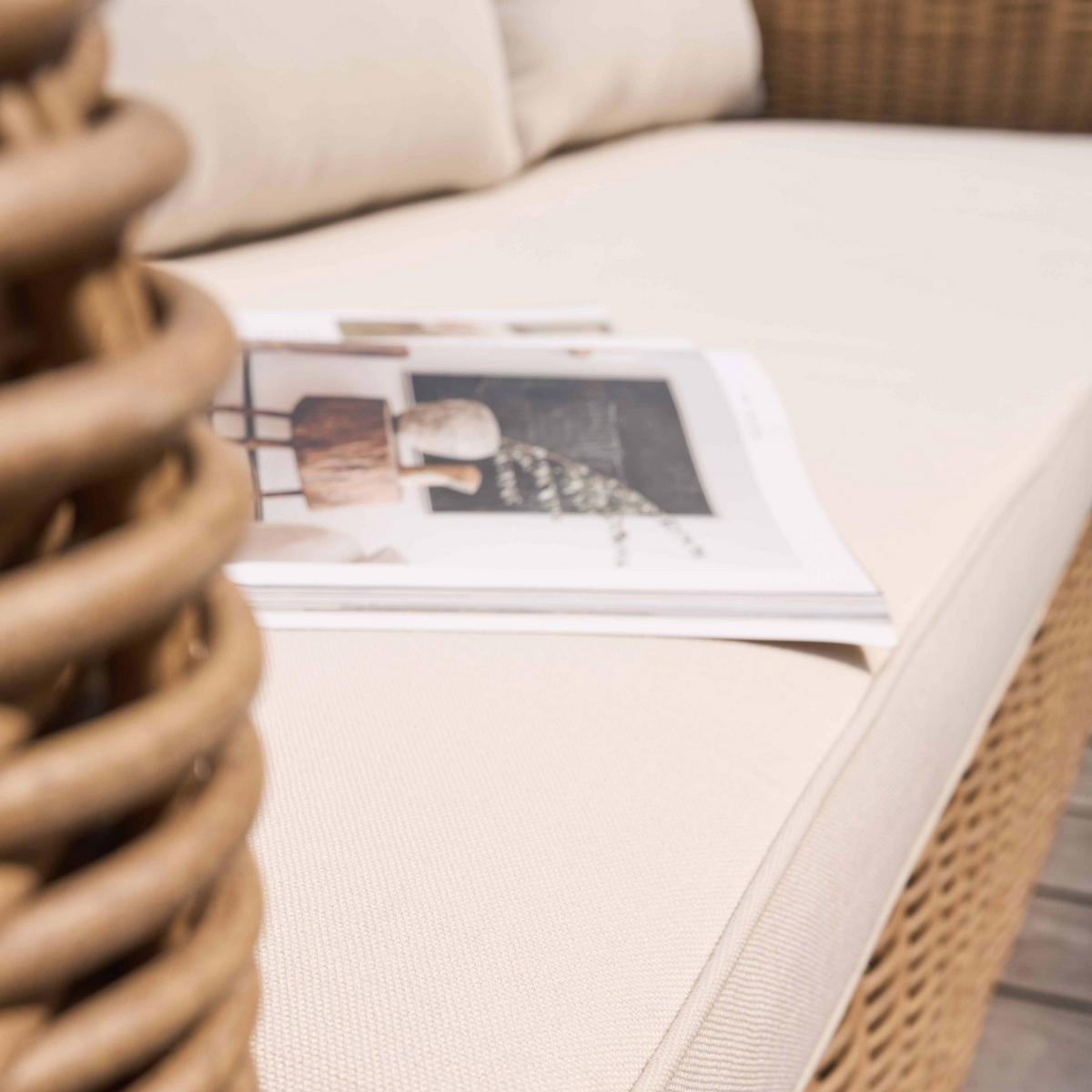 GARTEN-LOUNGEGARNITUR 6-Sitzer, Braun - Braun, Naturmaterialien - Oviala