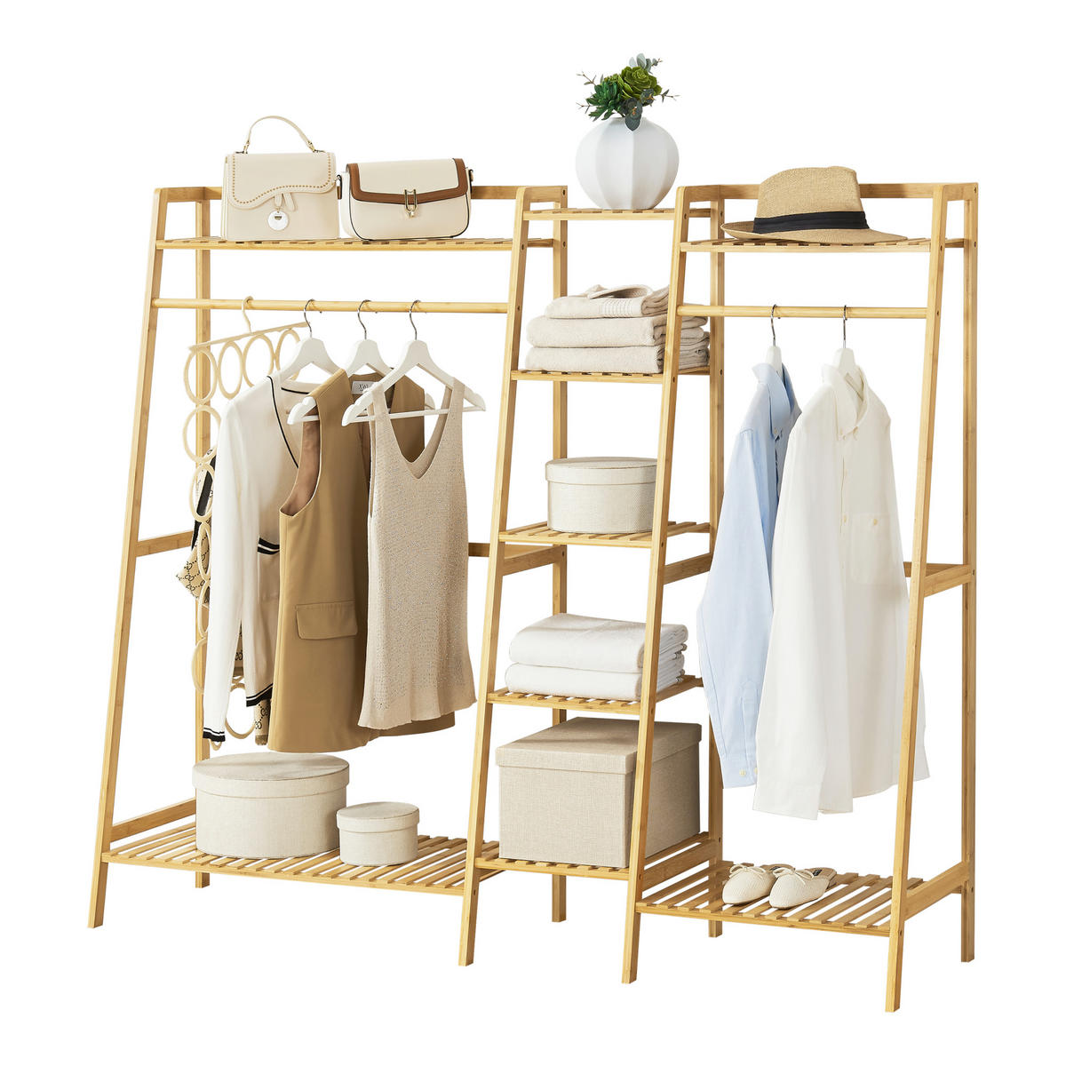 GARDEROBENSTÄNDER Sogndal - Naturfarben, Holz (158/139/40cm) - [en.casa]