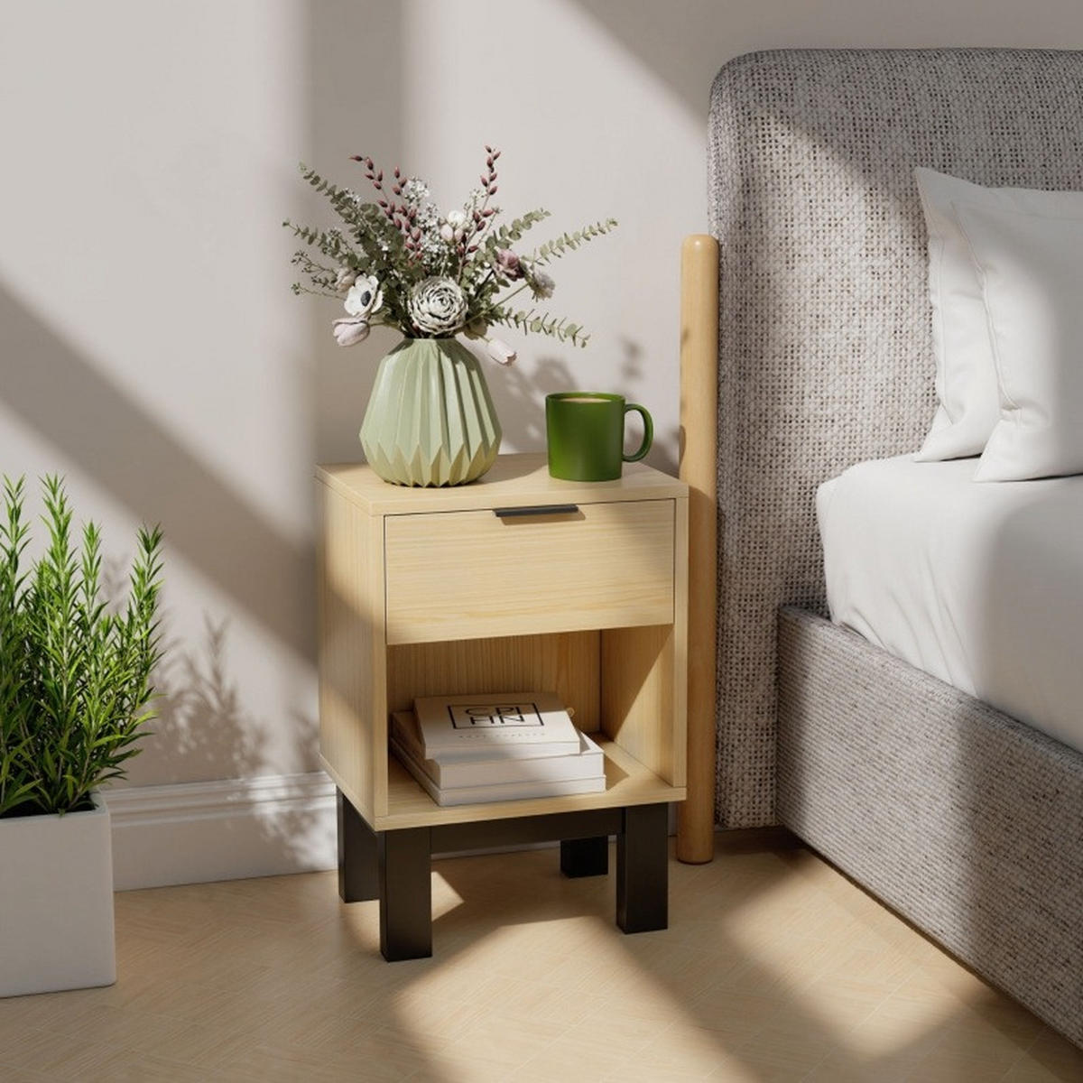 NACHTTISCH 26/35/50 cm Eiche aus Holzwerkstoff mit Schublade - Braun, Holz (26/50/35cm) - OKWISH