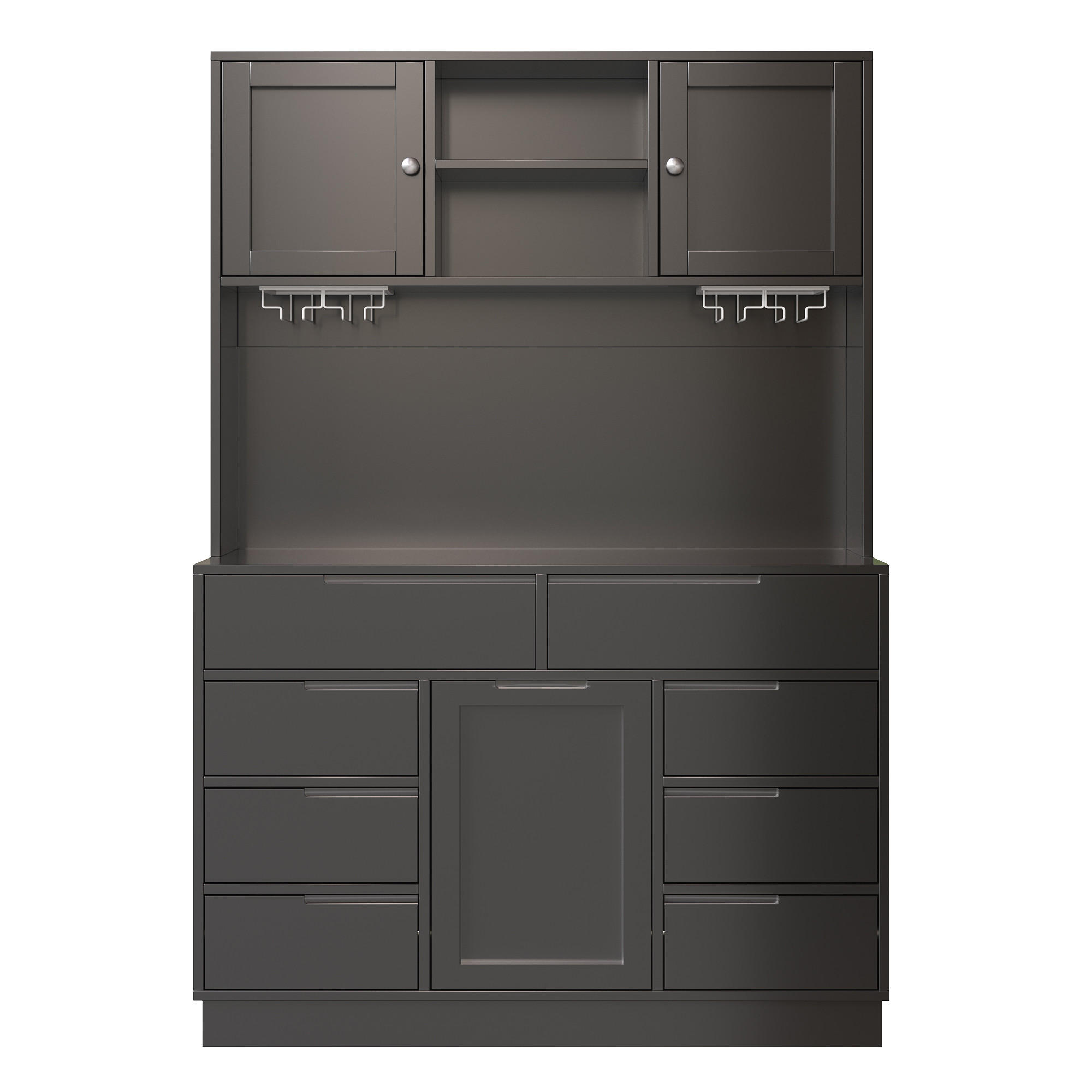 BUFFETSCHRANK Schwarz 120/40/183.5 cm - Schwarz, Holz (120/183.5/40cm) - PANGIVO