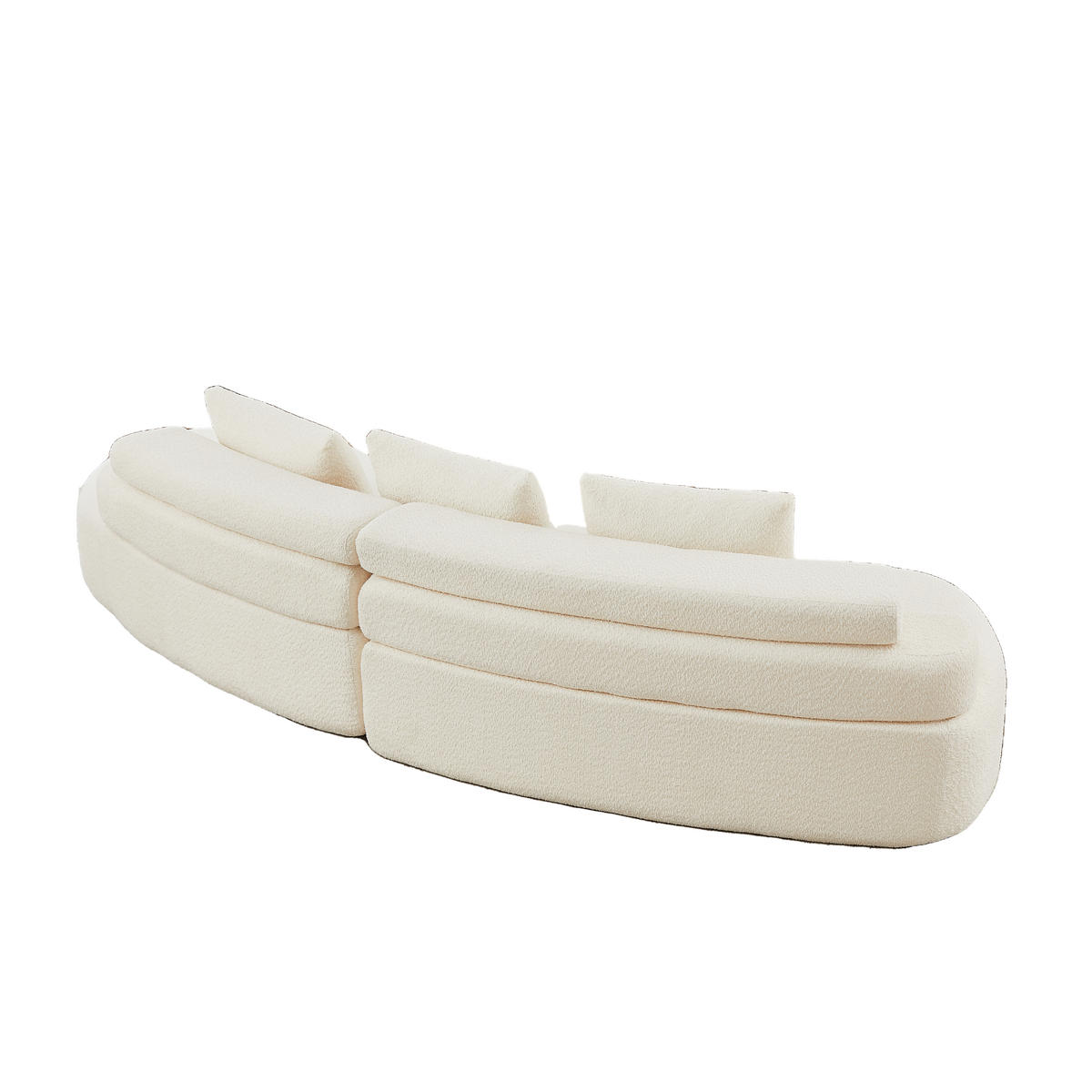 MODULSOFA 2-teilig geschwungen mit 3 Rückenkissen, DE-42897, Cremeweiß - Beige, Textil (306/67/103cm) - ComfortXL