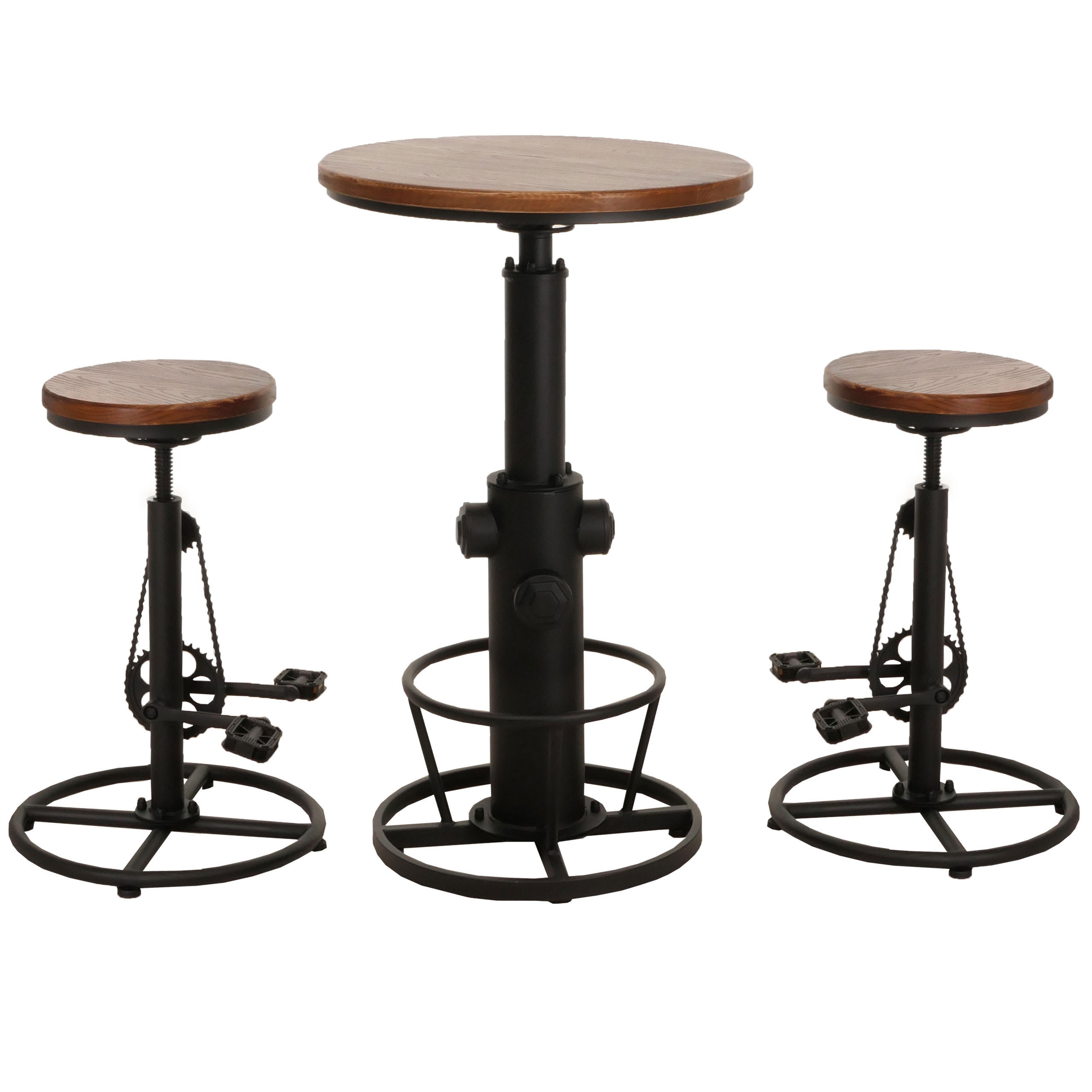 BARTISCH + BARHOCKER rund Braun 3er-Set - Braun, Holz (61/123/61cm) - MCW