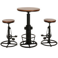 BARTISCH + BARHOCKER rund Braun 3er-Set - Braun, Holz (61/123/61cm) - MCW